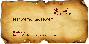 Milán Anikó névjegykártya